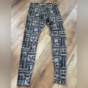 Nike Grey & Black Graphic leggings with Swoosh medium